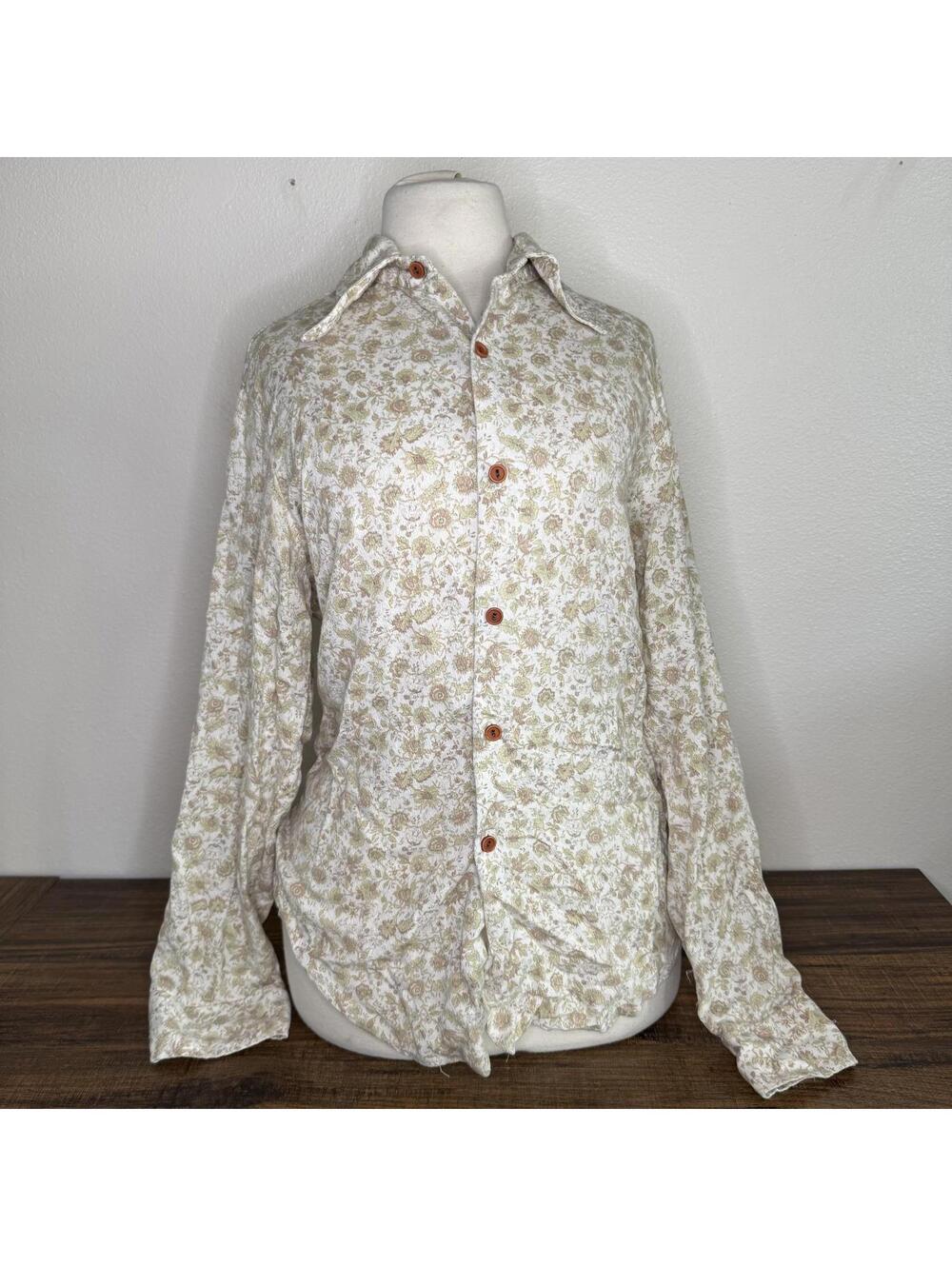 Vintage Kennington 1970s Floral Button-Up Shirt Size Medium
